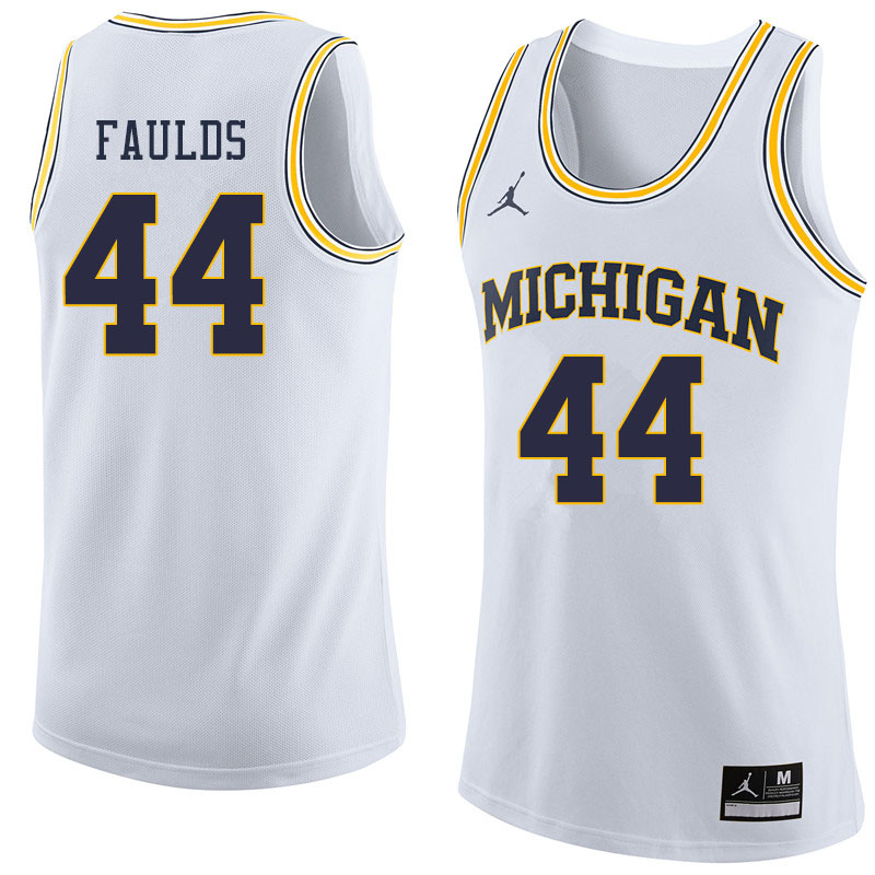 Jordan Brand Men #44 Jaron Faulds Michigan Wolverines College Basketball Jerseys Sale-White